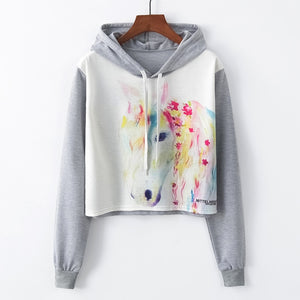 Women Fashion Harajuku Crop Top Hoodies Sweatshirt