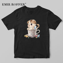 Load image into Gallery viewer, Cartoon Cat Print T-shirt