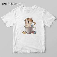Load image into Gallery viewer, Cartoon Cat Print T-shirt