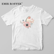 Load image into Gallery viewer, Vintage Flower Bird Female Print T-shirt