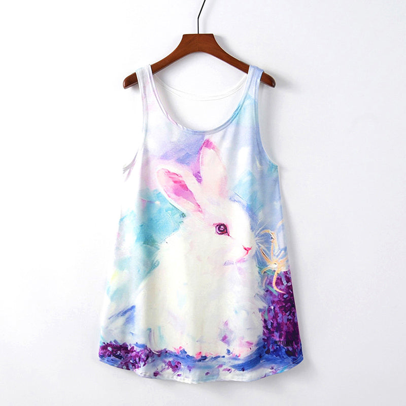 Women T Shirt Rabbit Print